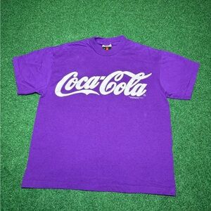 Vintage 90s Coca Cola Purple T-shirt, Iconic Simplistic Coke Pop Soda (Small)